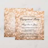 Copper Bokeh Lights Elegant Engagement Party Kaart (Voorkant / Achterkant)