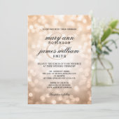 Copper Bokeh Lights Elegant Wedding Kaart (Staand voorkant)