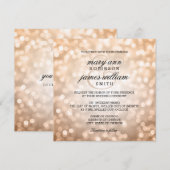 Copper Bokeh Lights Elegant Wedding Kaart (Voorkant / Achterkant)