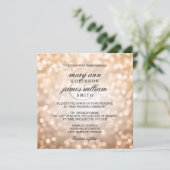 Copper Bokeh Lights Elegant Wedding Kaart (Staand voorkant)