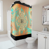 Copper Bronze Abstract Patroongordijn Douchegordijn (In situ)