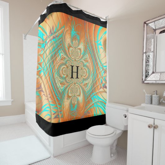 Copper Bronze Abstract Patroongordijn Douchegordijn (In situ)