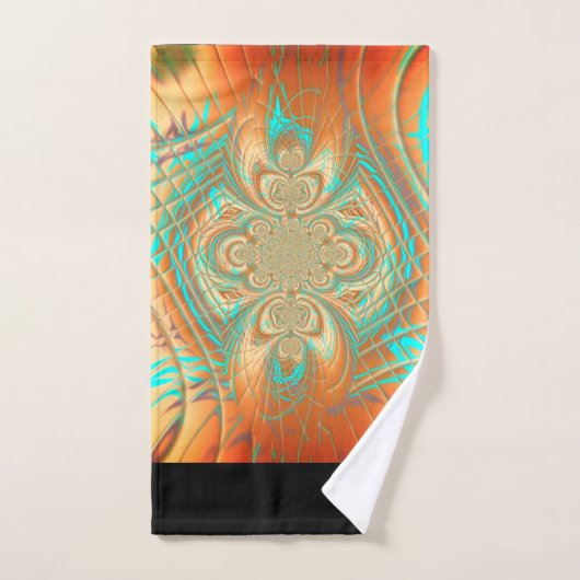 Copper Bronze en Aqua Abstract Patroonhanddoek Bad Handdoek (Handdoek)