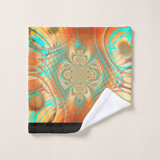 Copper Bronze en Aqua Abstract Patroonhanddoek Bad Handdoek (Wasdoekje)