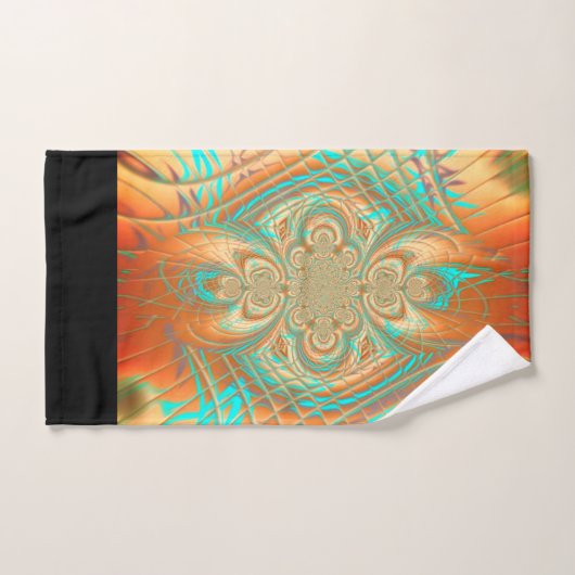 Copper Bronze en Aqua Abstract Patroonhanddoek Bad Handdoek (Handdoek)