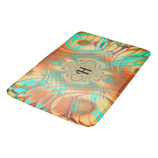 Copper Bronze en Aqua Bath Mat (Gekanteld)