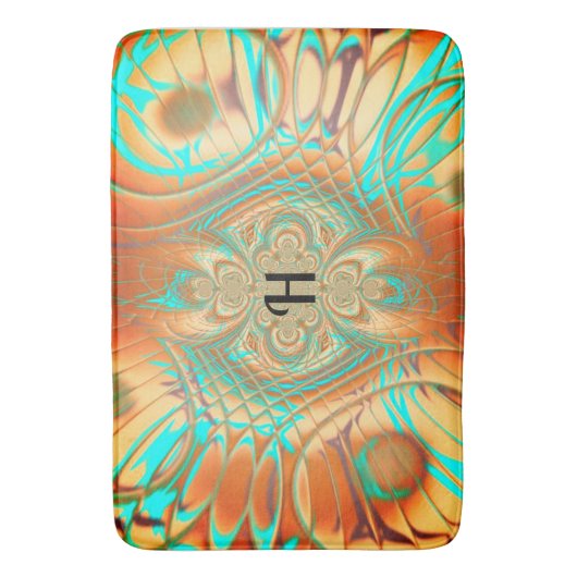 Copper Bronze en Aqua Bath Mat (Voorkant Verticaal)