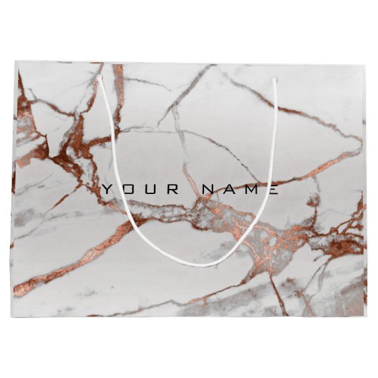 Copper Bronze Marble Metallic Gift Gray Silver Lux Groot Cadeauzakje (Achterkant)