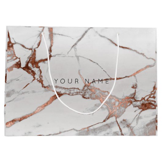 Copper Bronze Marble Metallic Gift Gray Silver VIP Large Cadeautasje (Achterkant)