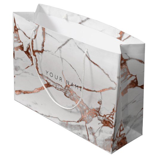 Copper Bronze Marble Metallic Gift Gray Silver VIP Large Cadeautasje (Achterkant Gekanteld)