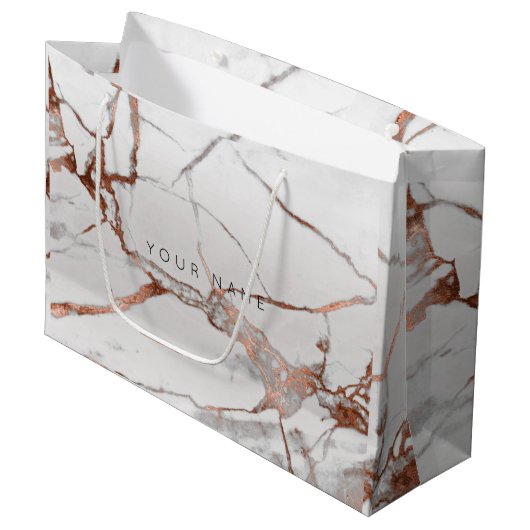 Copper Bronze Marble Metallic Gift Gray Silver VIP Large Cadeautasje (Voorkant Gekanteld)
