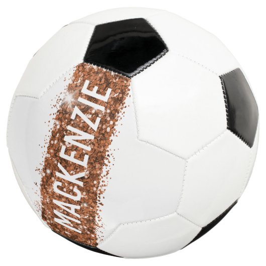 Copper Bronze Stripe Monogram Aangepaste naam Voetbal (Drie kwart)