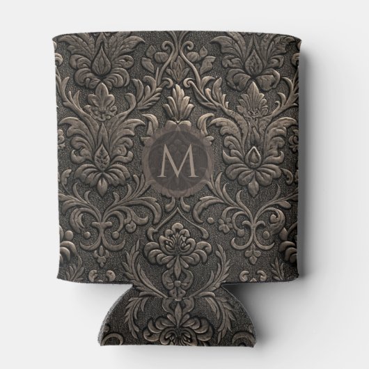 Copper brown and black floral seamless pattern blikjeskoeler (Achterkant)