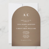 Copper Brown Arched QR Code Wedding Kaart (Voorkant)
