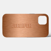 Copper Brown Metallic Brushed Aluminum Look Case-Mate iPhone Case (Achterkant (horizontaal))