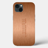 Copper Brown Metallic Brushed Aluminum Look Case-Mate iPhone Case (Achterkant)