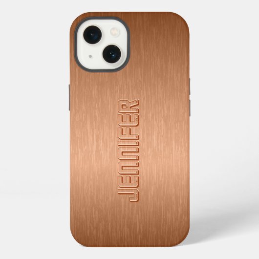 Copper Brown Metallic Brushed Aluminum Look iPhone Hoesje (Achterkant)