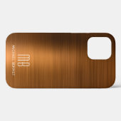 Copper Brown Metallic Monogram Hoesje-Mate iPhone  Case-Mate iPhone Case (Achterkant (horizontaal))