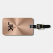 Copper Brown MetalliC Texture Black Text Bagagelabel (Voorkant horizontaal)