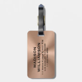 Copper Brown MetalliC Texture Black Text Bagagelabel (Achterkant verticaal)