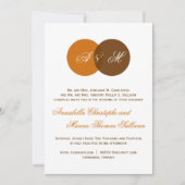 Copper Brown Twin Monogram Fall Wedding Invitation Kaart (Voorkant)