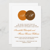 Copper Brown Twin Monogram Fall Wedding Invitation Kaart (Voorkant / Achterkant)