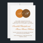 Copper Brown Twin Monogram Fall Wedding Invitation Kaart<br><div class="desc">Copper Brown Twin Monogram Fall Wedding Invitation</div>