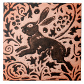 Copper Brown Woodland Bunny Rabbit Herfst Trivet Tegeltje (Voorkant)