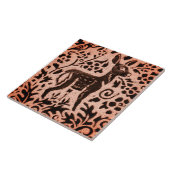 Copper Brown Woodland Fawn Deer Floral Herfst Triv Tegeltje (Zijkant)