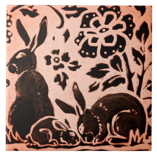 Copper Brown Woodland Rabbit Hare Autumn Trivet Tegeltje (Voorkant)