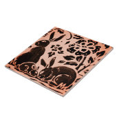 Copper Brown Woodland Rabbit Hare Autumn Trivet Tegeltje (Zijkant)