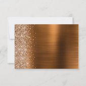 Copper Brushed Metal Glitter Script Wedding RSVP Kaartje (Achterkant)