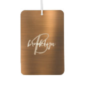Copper Brushed Metal Script Monogram Luchtverfrisser (Voorkant)