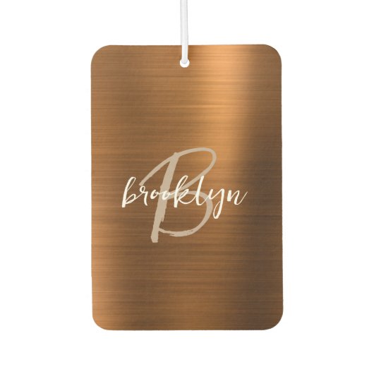 Copper Brushed Metal Script Monogram Luchtverfrisser (Voorkant)