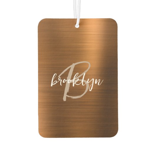 Copper Brushed Metal Script Monogram  Luchtverfrisser (Achterkant)