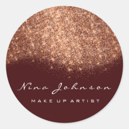 Copper Burgundy Roos Glitter Makeup Artist Beauty Ronde Sticker