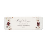 Copper Burgundy Wildflower | Adres beige retourner Etiket<br><div class="desc">Deze koperen vuurbloem | Het etiket van het beige retouradres is perfect voor je klassieke, rustic boho roest, white, marsala bruiloft. Het ontwerp is voorzien van een bohemische kreet of bouquet van moderne waterverf paarse, rode, grijze en wazige, roze wildbloemen, samen met verbrande oranje en goudgroen. Het ontwerp bevat papavers...</div>