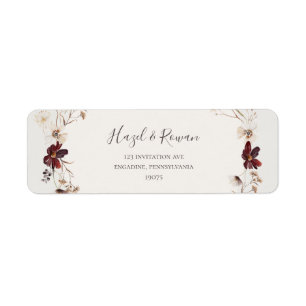 Copper Burgundy Wildflower   Adres beige retourner Etiket