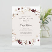 Copper Burgundy Wildflower | Bachelorette Party Kaart (Staand voorkant)