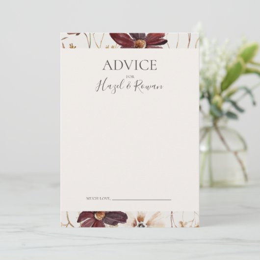 Copper Burgundy Wildflower | Beige Advice Card Advieskaart (Staand voorkant)