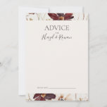 Copper Burgundy Wildflower | Beige Advice Card Advieskaart<br><div class="desc">Deze koperen vuurbloem | beige advieskaart is perfect voor je klassieke rustic boho roest, witte marsala bruiloft. Het ontwerp is voorzien van een bohemische kreet of bouquet van moderne waterverf paarse, rode, grijze en wazige, roze wildbloemen, samen met verbrande oranje en goudgroen. Het ontwerp bevat papavers en gerst. Het ontwerp...</div>