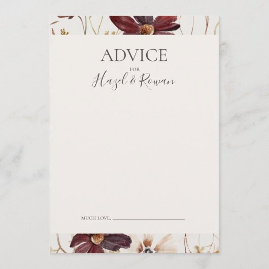 Copper Burgundy Wildflower | Beige Advice Card Advieskaart (Voorkant)