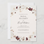 Copper Burgundy Wildflower Beige Bridal Tea Kaart (Voorkant)