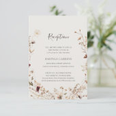 Copper Burgundy Wildflower Beige bruiloft Informatiekaartje (Staand voorkant)