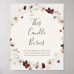 Copper Burgundy Wildflower Beige Deze kaarsbrand Poster