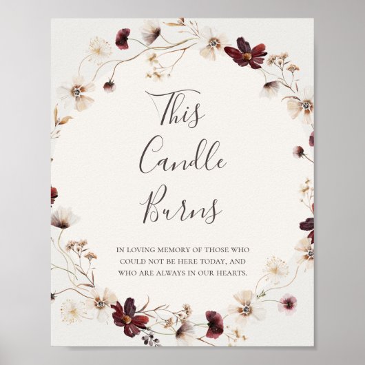 Copper Burgundy Wildflower Beige Deze kaarsbrand Poster (Voorkant)