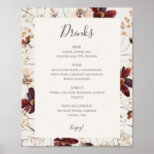 Copper Burgundy Wildflower Beige Drink Poster