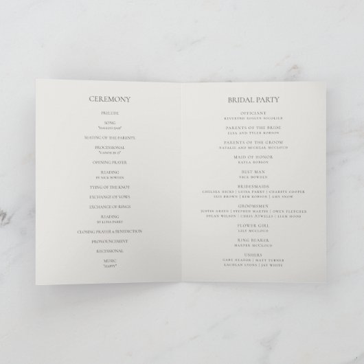 Copper Burgundy Wildflower | Beige Folded Wedding Programma (Binnen)