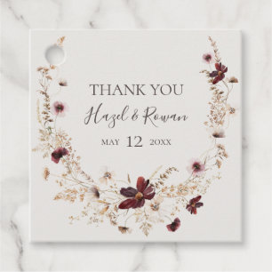 Copper Burgundy Wildflower   Beige Hartelijk dank Bedankjes Labels