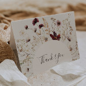 Copper Burgundy Wildflower | Beige Hartelijk dank Bedankkaart